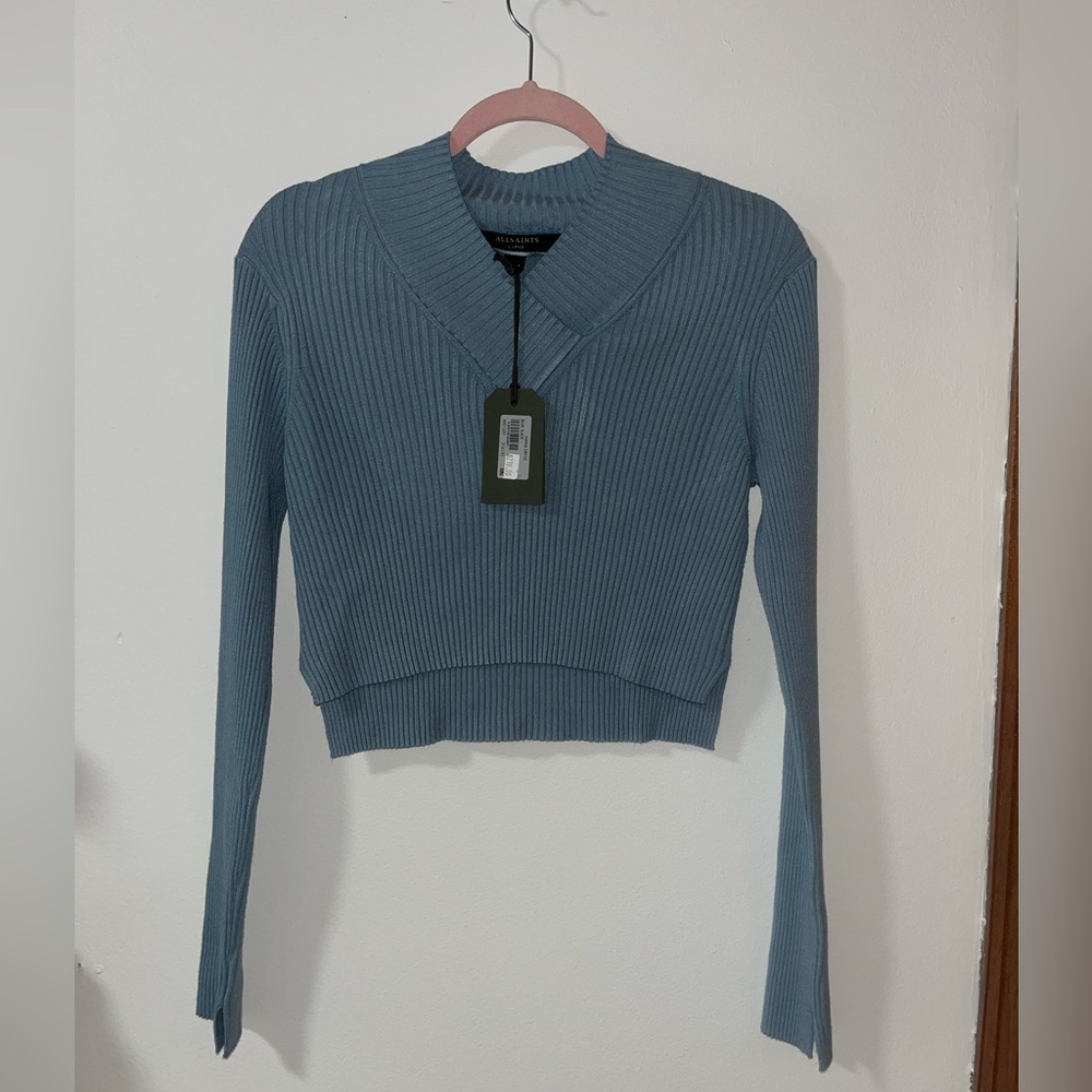 All Saints Blue Ribbed Sweater